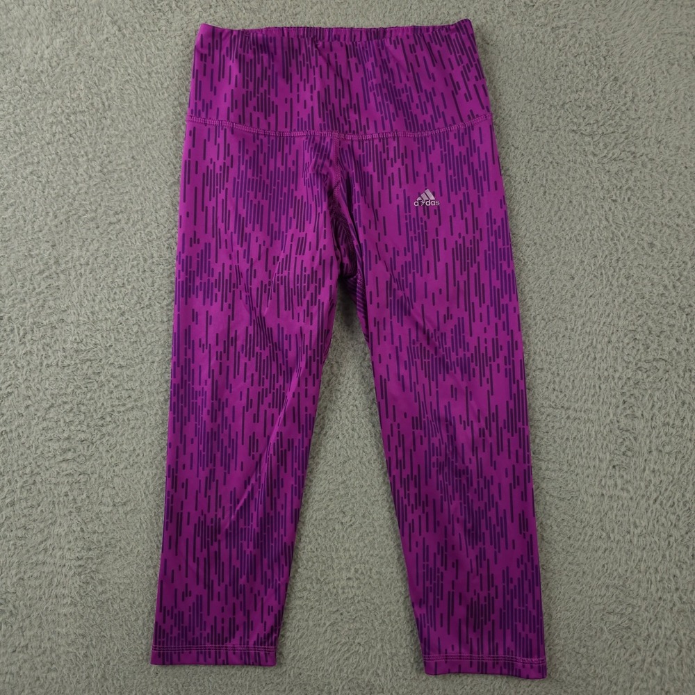 Adidas Leggings Womens Small 8-10 Purple Geo Climalite Capri Active Running Gym